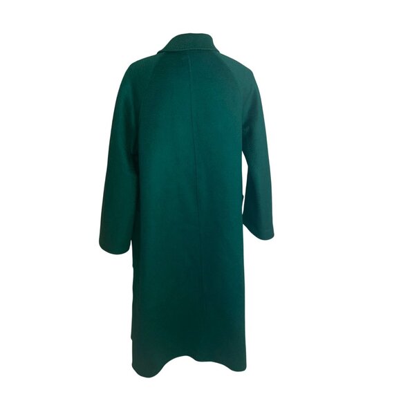 Womens Coat Size Small Green Wrap Robe Pockets Casual Belted Pure Wool - Picture 3 of 12